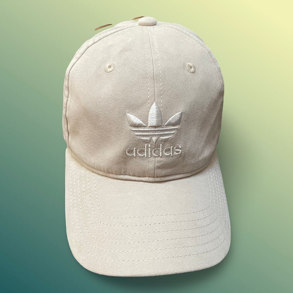 Adidas Originals Women's Relaxed Plus Strapback Clear Brown Suede White Hat